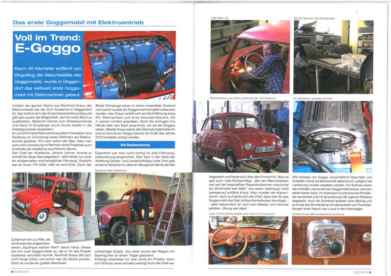 SRestaurierung des ersten Elektro-Goggomobil in Deutschland - Glas Clubnachrichten - Titelblatt
