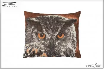 Kissen fine See you.Bedruckter Stoff mit einem Eulenkopf.
